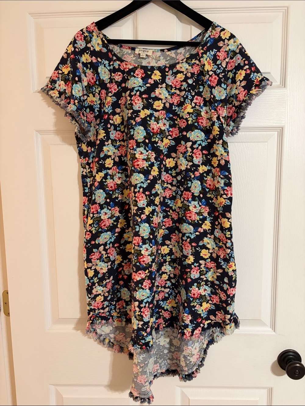 Umgee Linen Blend Floral Hi-Low Dress - Size L - Spring Wedding Guest Dress